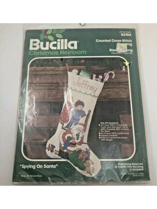Bucilla Other - CHRISTMAS Stocking Kit  Spying On Santa 18" Counted Cross Stitch Bucilla